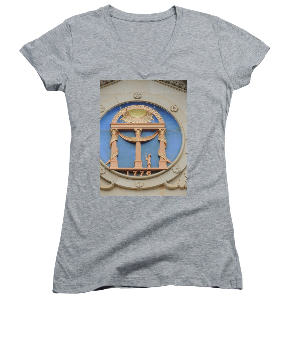 Georgia Women's V-Neck featuring the photograph seal of Georgia by Aaron Martens