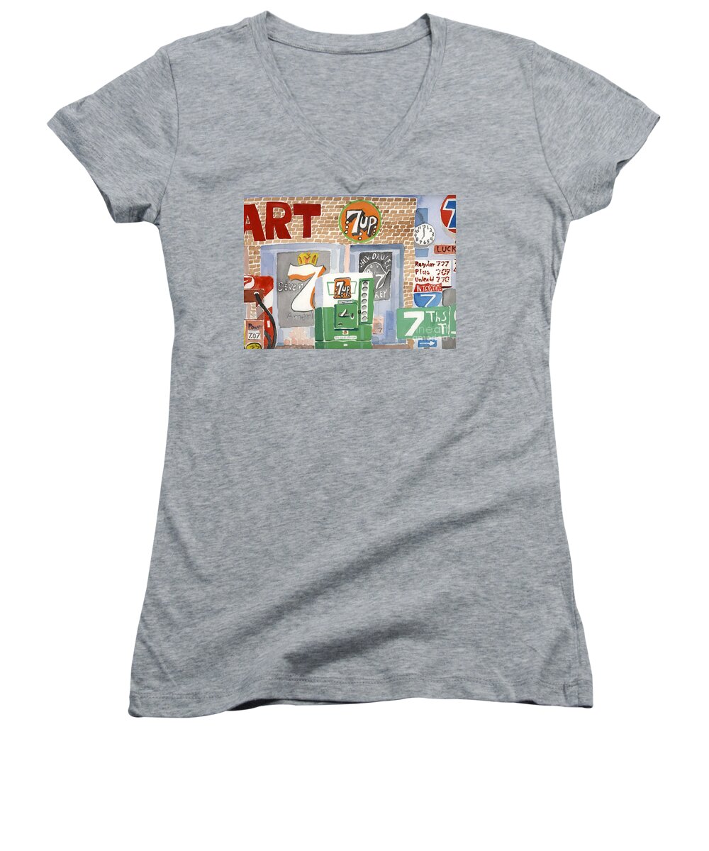 Mart Women's V-Neck featuring the painting Seven by Rodger Ellingson
