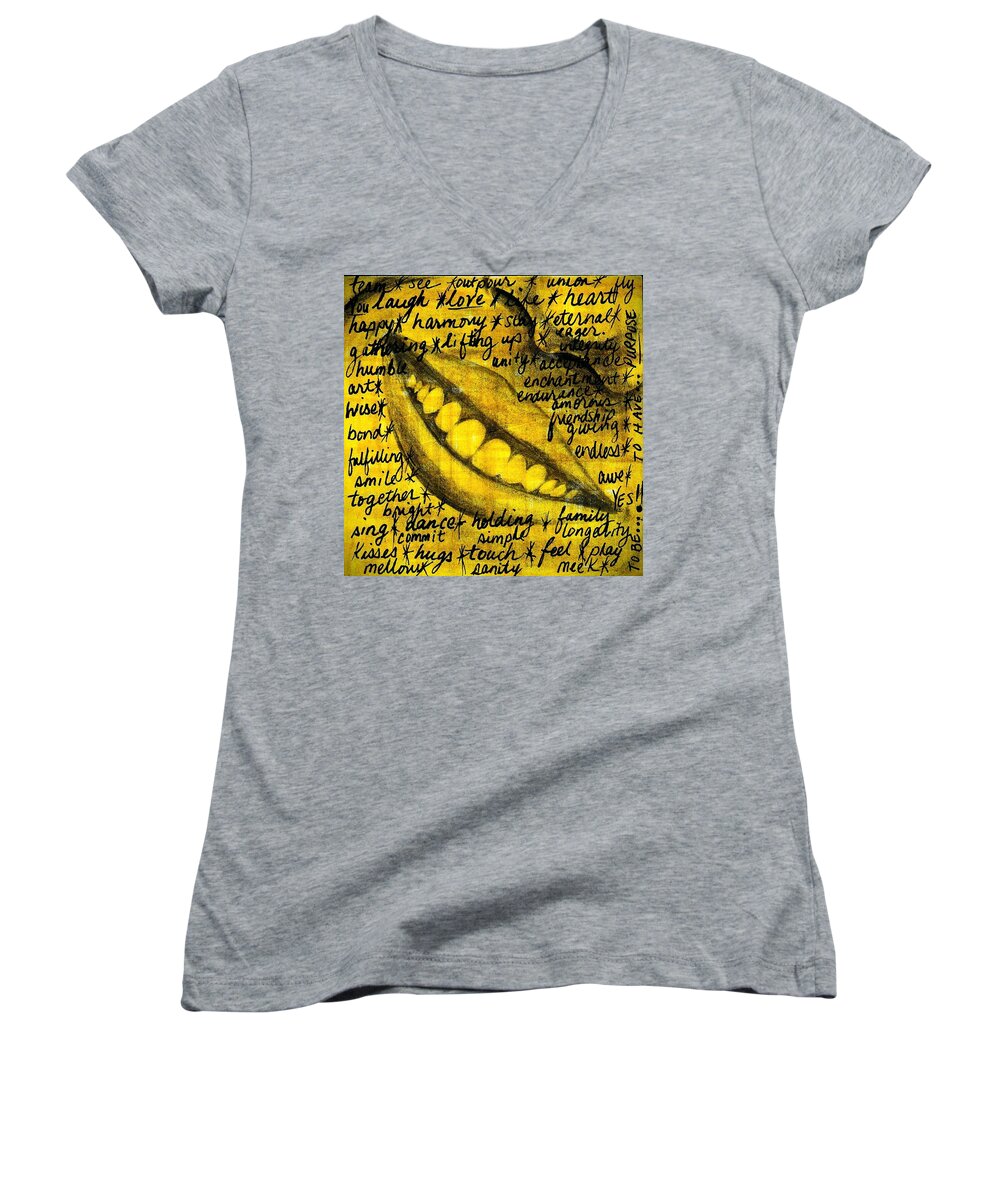 Beautiful Women's V-Neck featuring the photograph Simply Smile and your golden virtues will be written all over you by Artist RiA