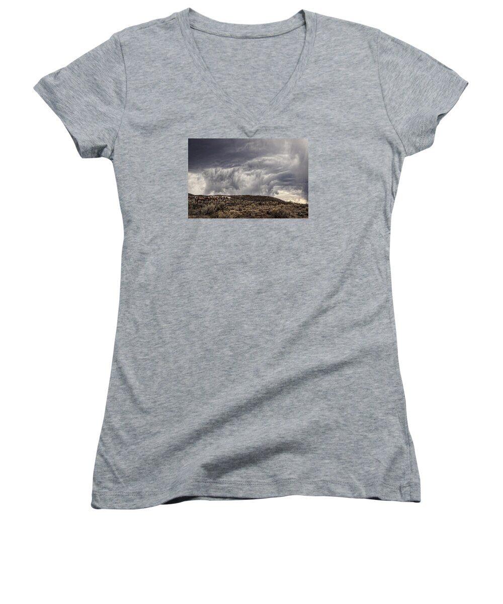 Colorado Women's V-Neck featuring the photograph Skirting The Storm by Joan Davis