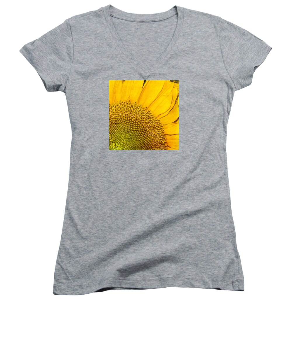 Sunflower Women's V-Neck featuring the photograph Slice of Sunshine by Cathy Kovarik