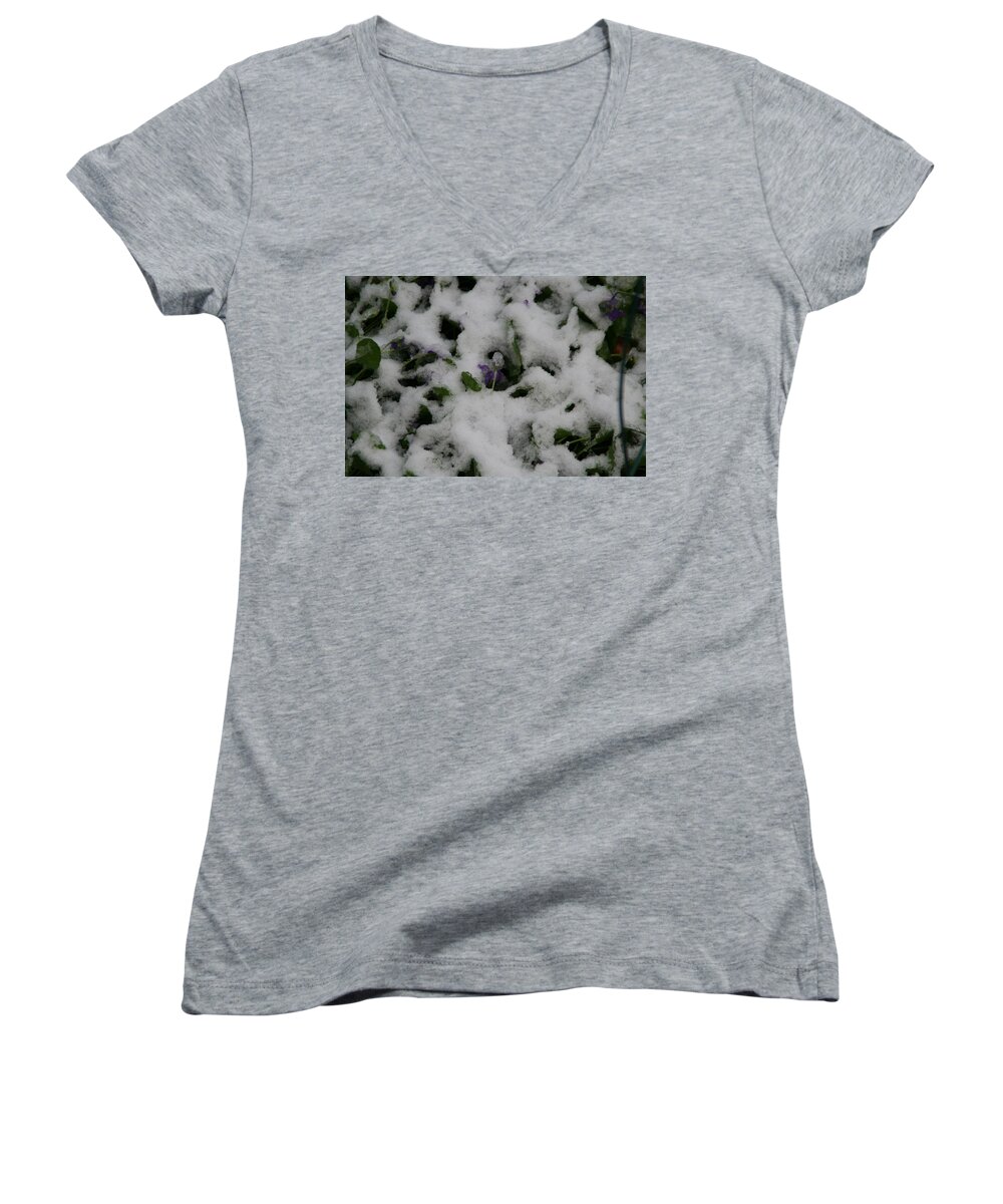 Snow Women's V-Neck featuring the photograph So much for an early spring by David S Reynolds
