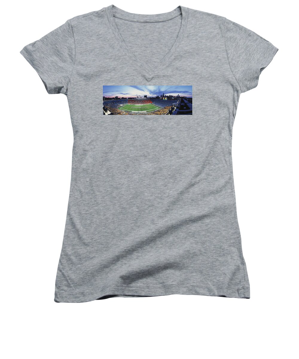 Photography Women's V-Neck featuring the photograph Soldier Field Football, Chicago by Panoramic Images