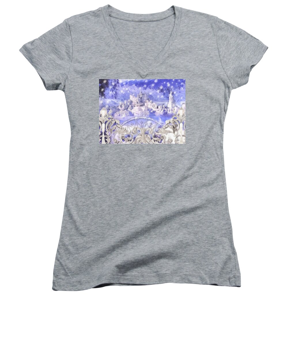 Some Say In Ice Women's V-Neck featuring the painting Some say in ice by Mo T