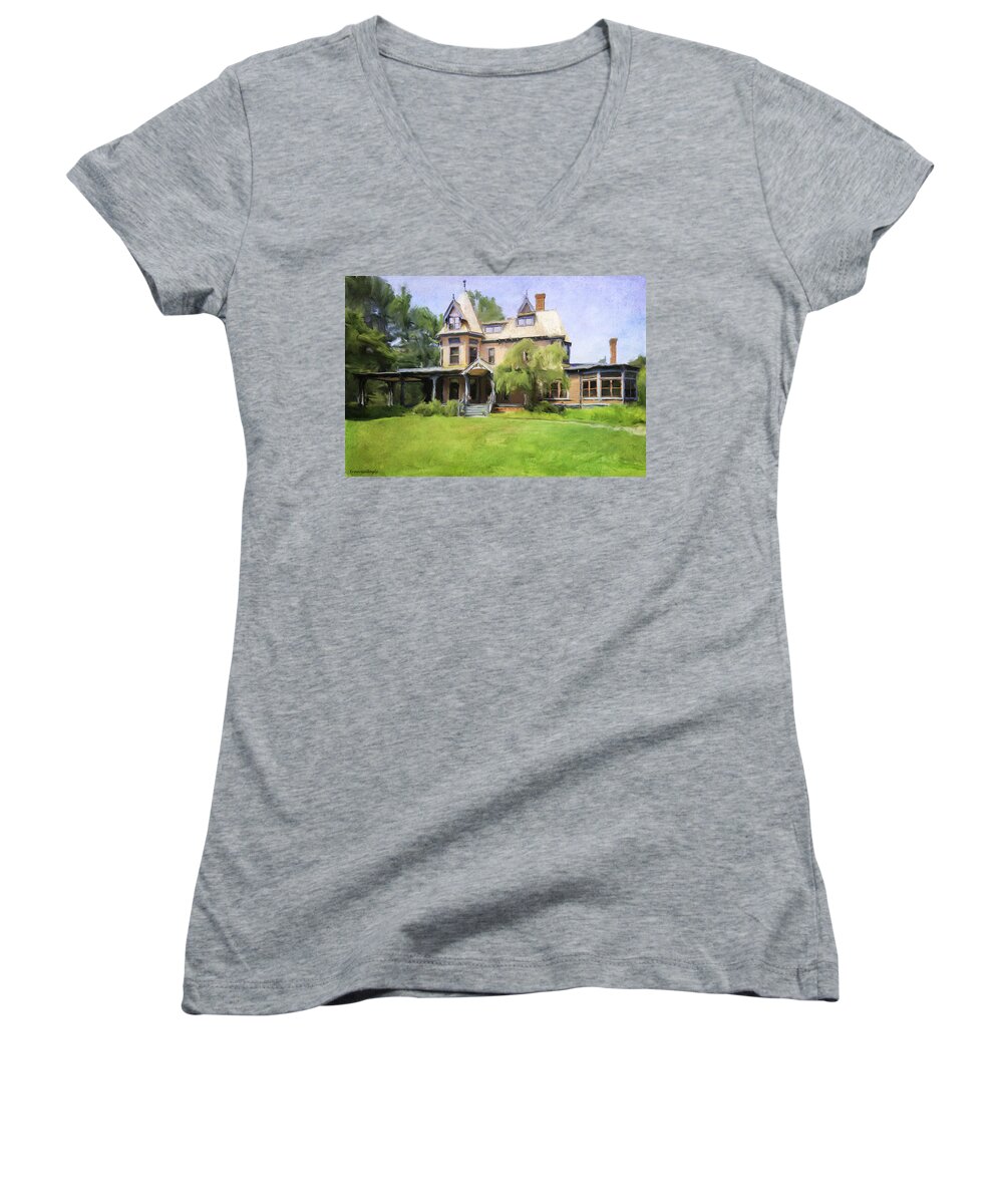 Architecture Women's V-Neck featuring the photograph Southport Victorian by Fran Gallogly