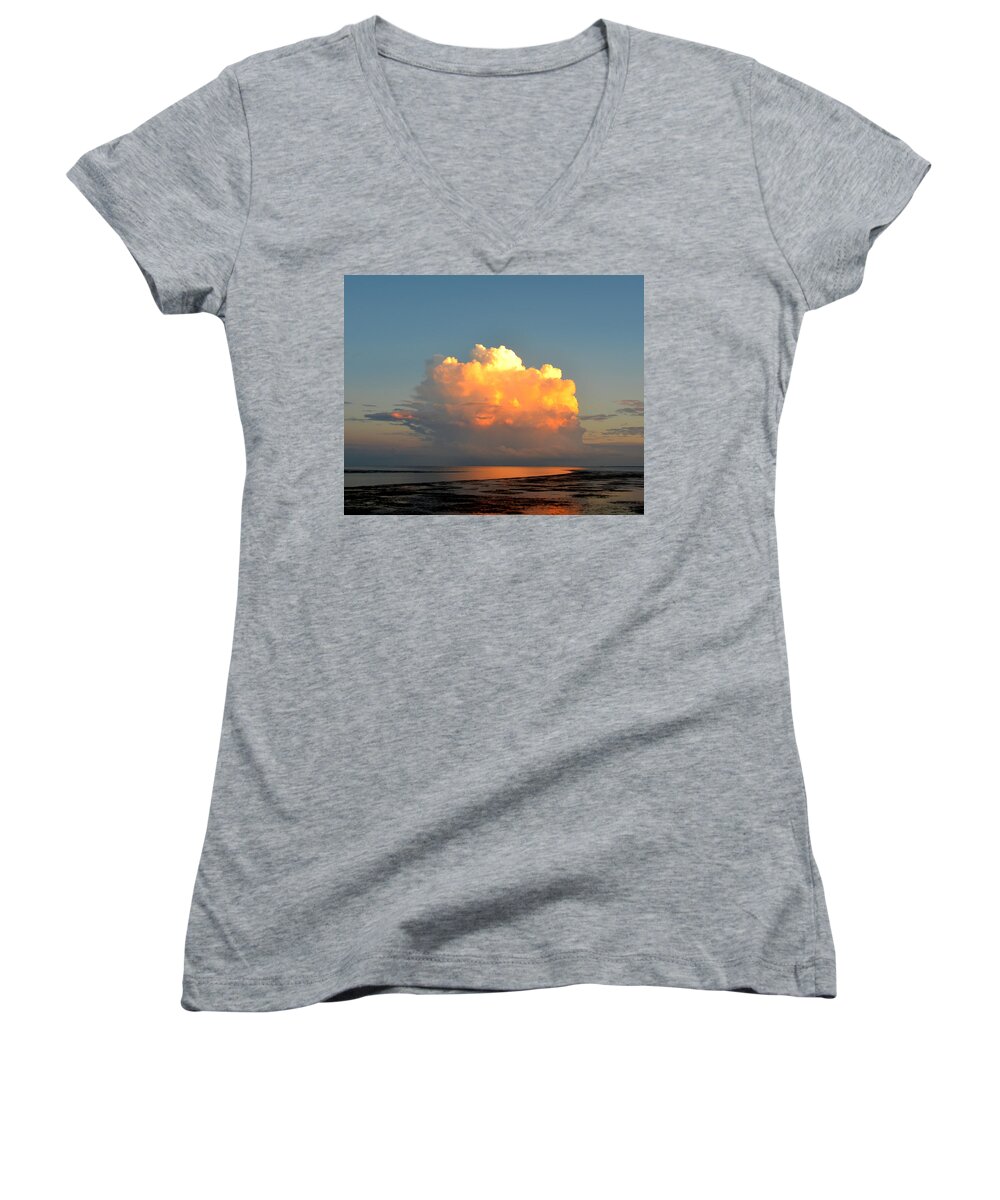Cloud Women's V-Neck featuring the photograph Spectacular Cloud in Sunset Sky by Carla Parris