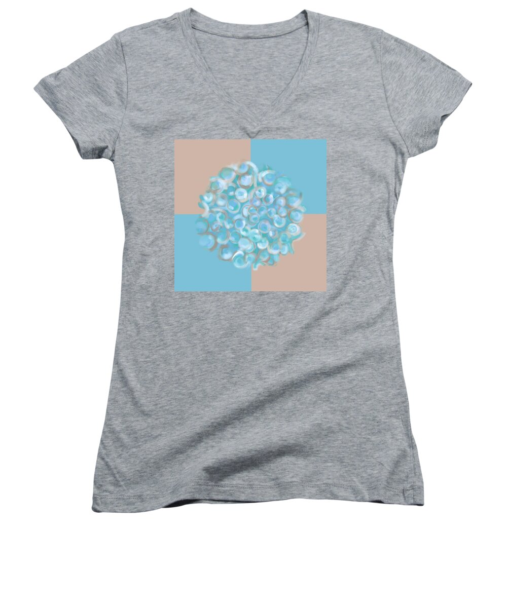 Abstract Women's V-Neck featuring the digital art Spreeze Sea Stone by Christine Fournier