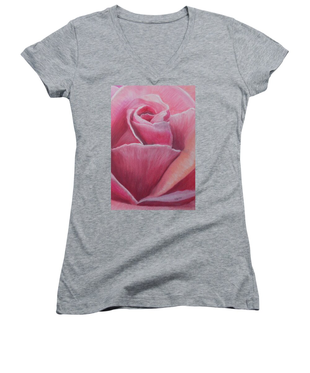 Rose Women's V-Neck featuring the painting Spring Fling by Claudia Goodell