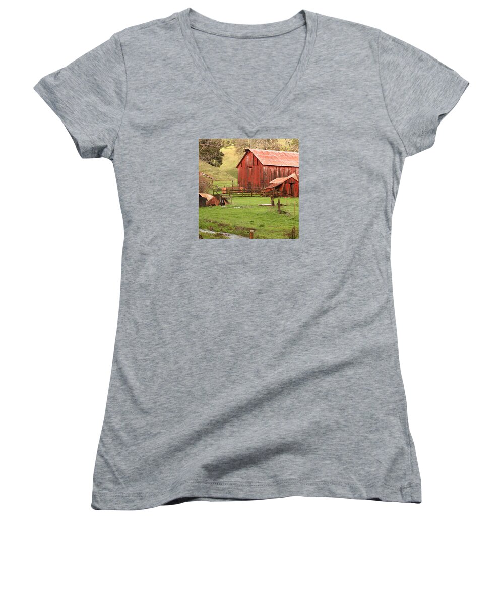 Cambria Women's V-Neck featuring the photograph Spring Run-off by Art Block Collections