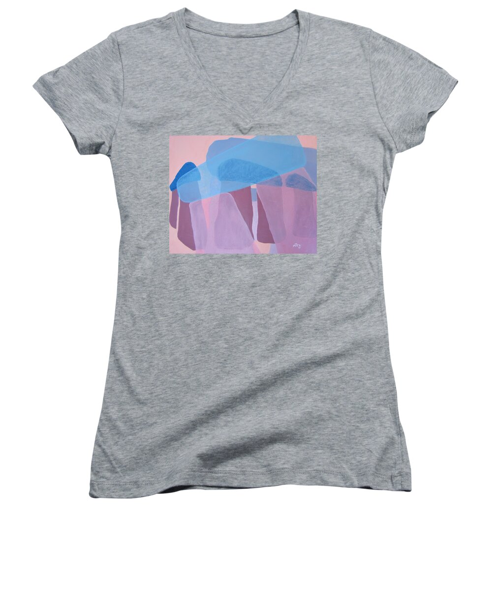 Stonehenge Women's V-Neck featuring the painting Stonehenge by Michael TMAD Finney AKA MTEE