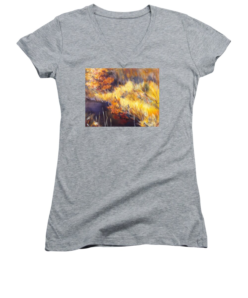Stream Women's V-Neck featuring the painting Stream by Kendall Kessler