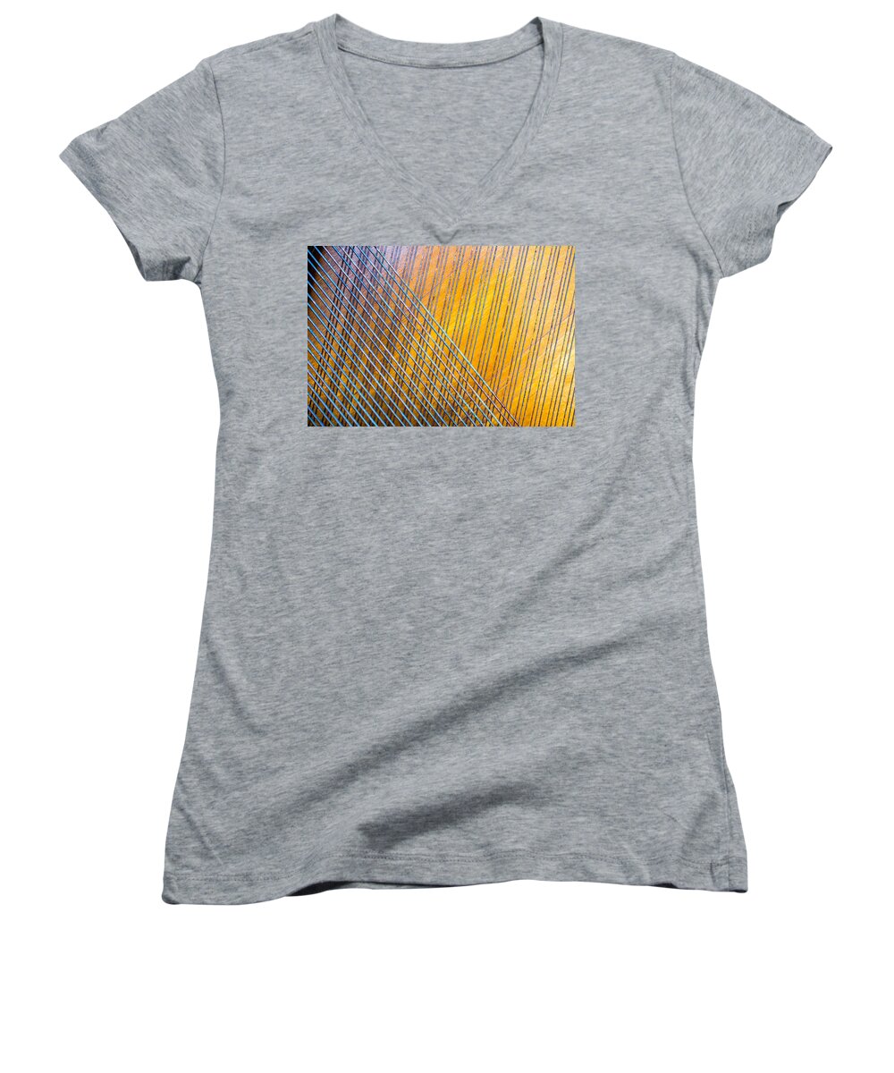Piano Women's V-Neck featuring the photograph Piano Strings by David Downs