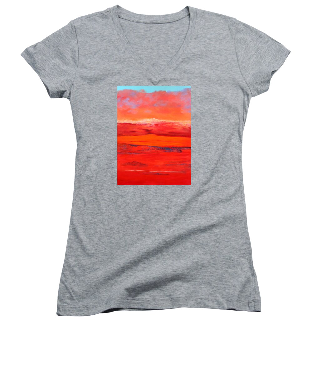 Clouds Women's V-Neck featuring the painting Summer Heat 2 by M Diane Bonaparte