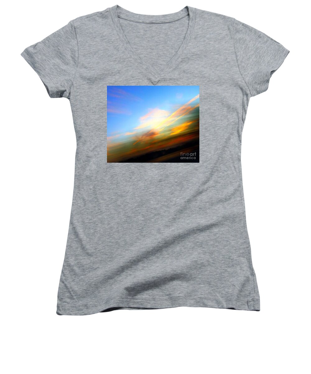 Sunset Women's V-Neck featuring the photograph Sunset Reflections - Abstract by Robyn King