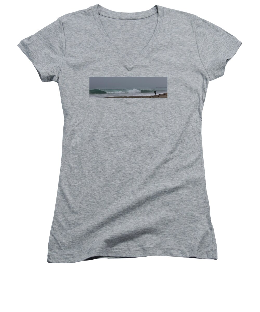 Surf Women's V-Neck featuring the photograph Surfs Up by Christy Pooschke
