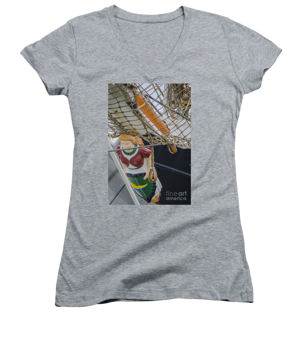 Tall Ships Women's V-Neck featuring the photograph Tall Ship Gunilla Masthead by Dale Powell