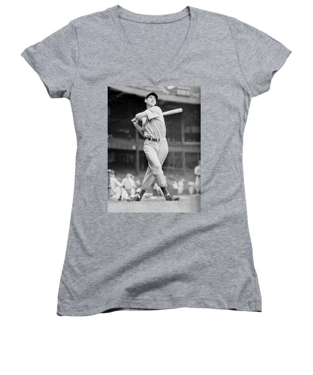 Ted Women's V-Neck featuring the photograph Ted Williams swing by Gianfranco Weiss