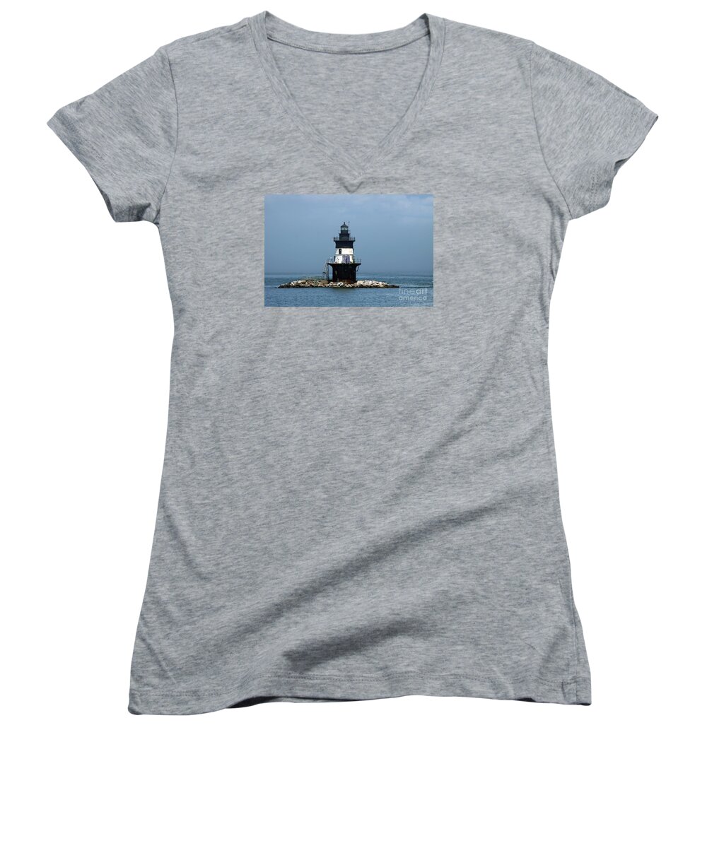 Lighthouse Women's V-Neck featuring the photograph The Coffee Pot Lighthouse by Christiane Schulze Art And Photography