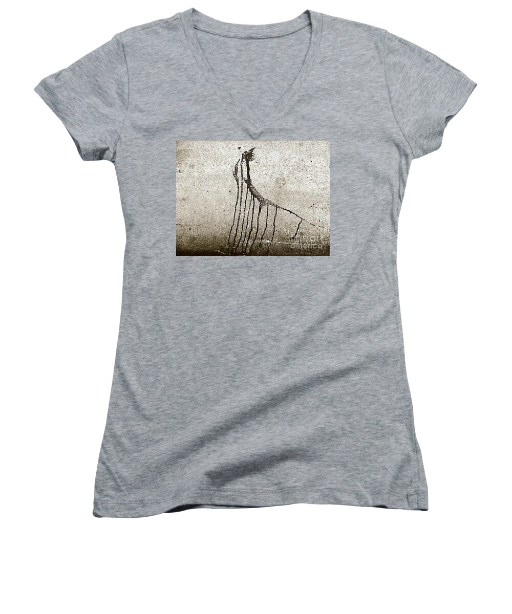 Natural Theme Women's V-Neck featuring the photograph The Concrete Fossil by Fei A