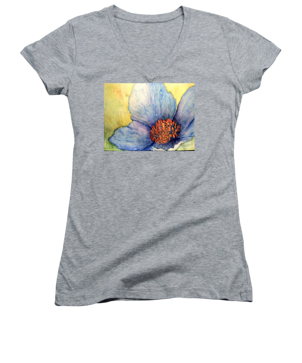 Handmade Papers Women's V-Neck featuring the painting The Eye Popper by Sherry Harradence