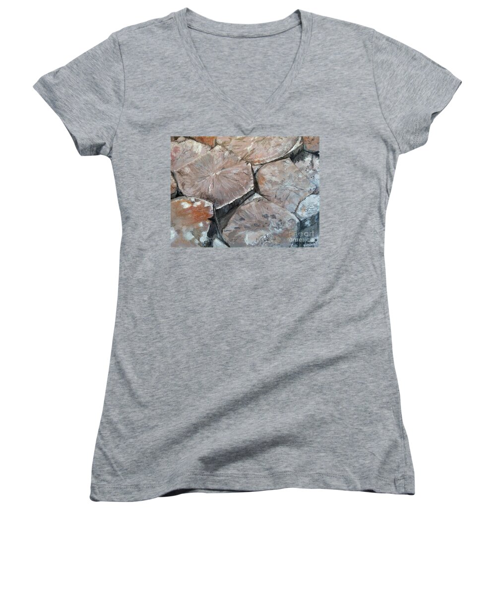 Landscape Women's V-Neck featuring the painting The Giant's Causeway by Brenda Brown