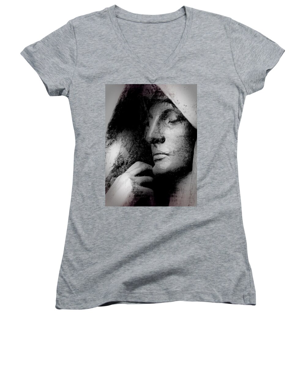 Statue Women's V-Neck featuring the photograph The Mystery of the Hereafter by Mike Martin
