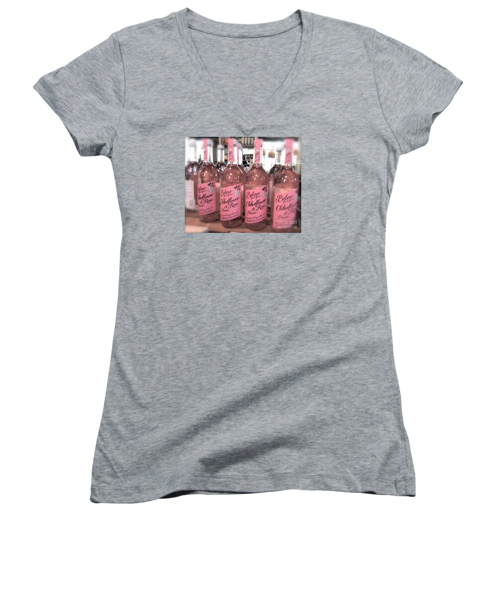 Pink Women's V-Neck featuring the photograph The Pink Drink by Beth Saffer