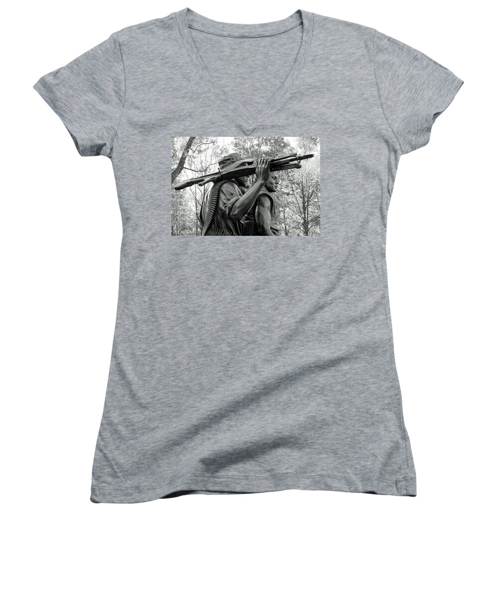 Three Women's V-Neck featuring the photograph Three Soldiers In Vietnam by Cora Wandel