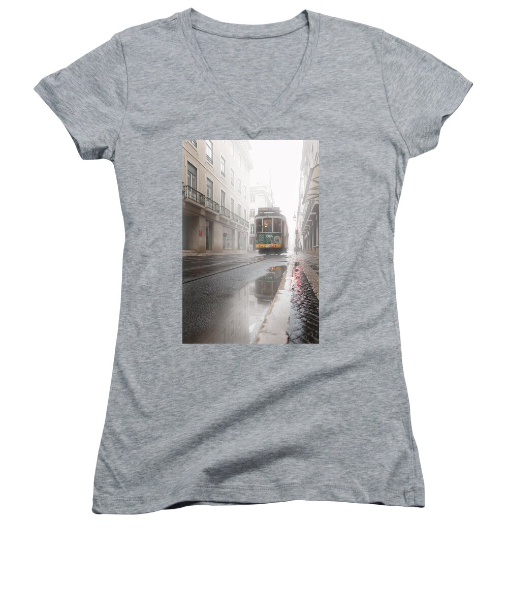Lisbon Women's V-Neck featuring the photograph Through the fog by Jorge Maia