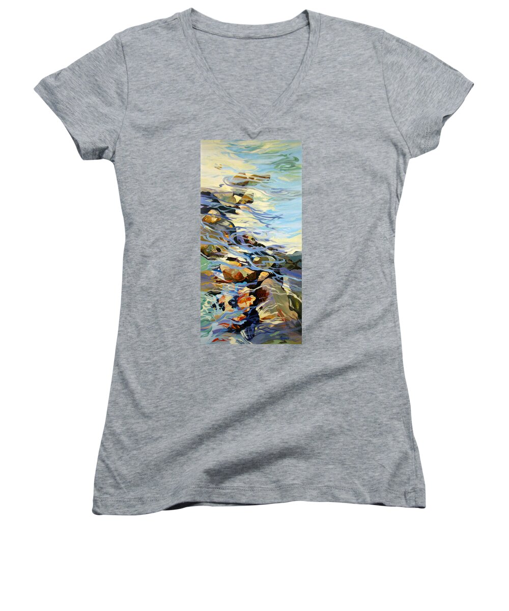 Water Women's V-Neck featuring the painting Tidepool 3 by Rae Andrews