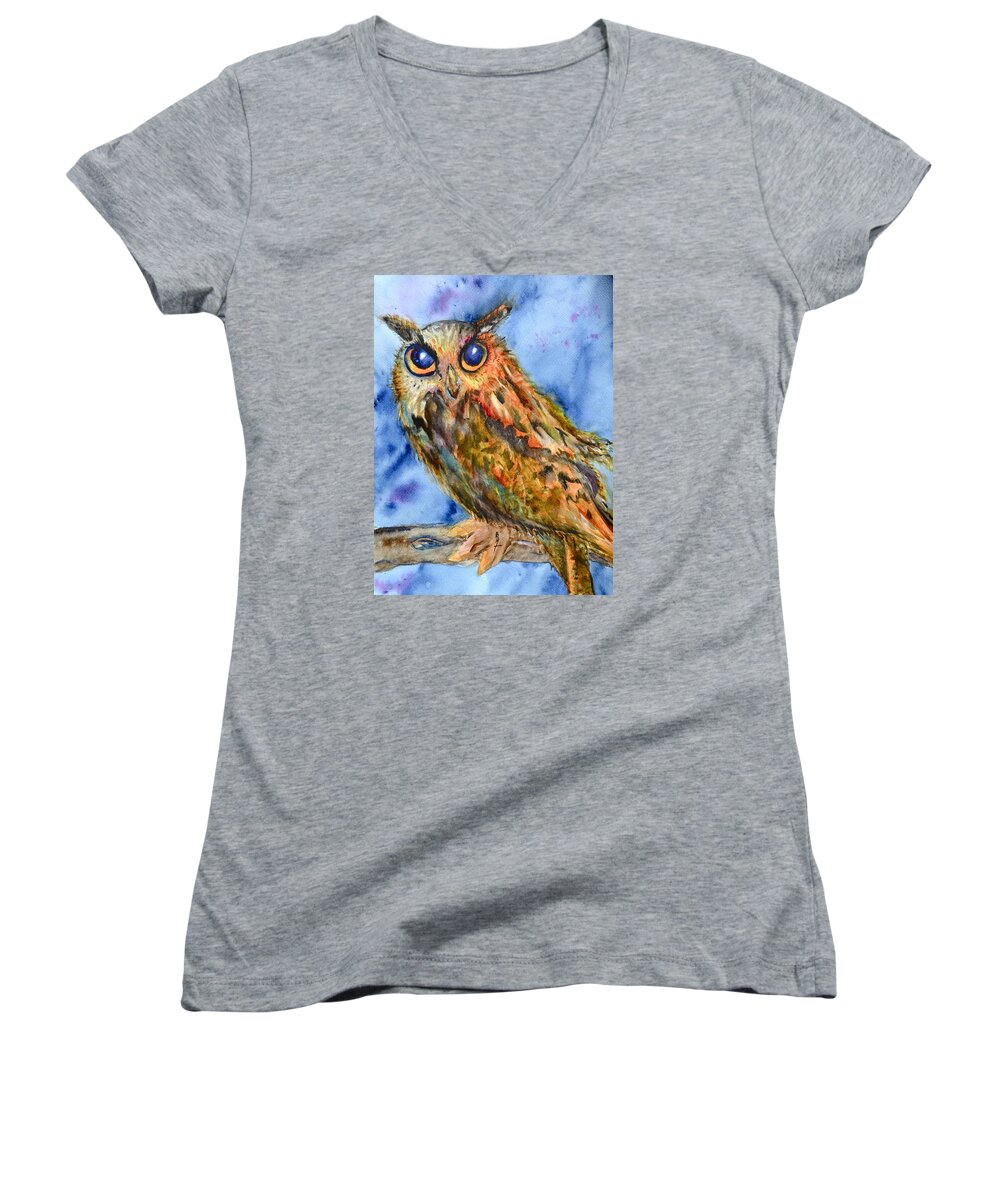 Too Cute Women's V-Neck featuring the painting Too Cute by Beverley Harper Tinsley