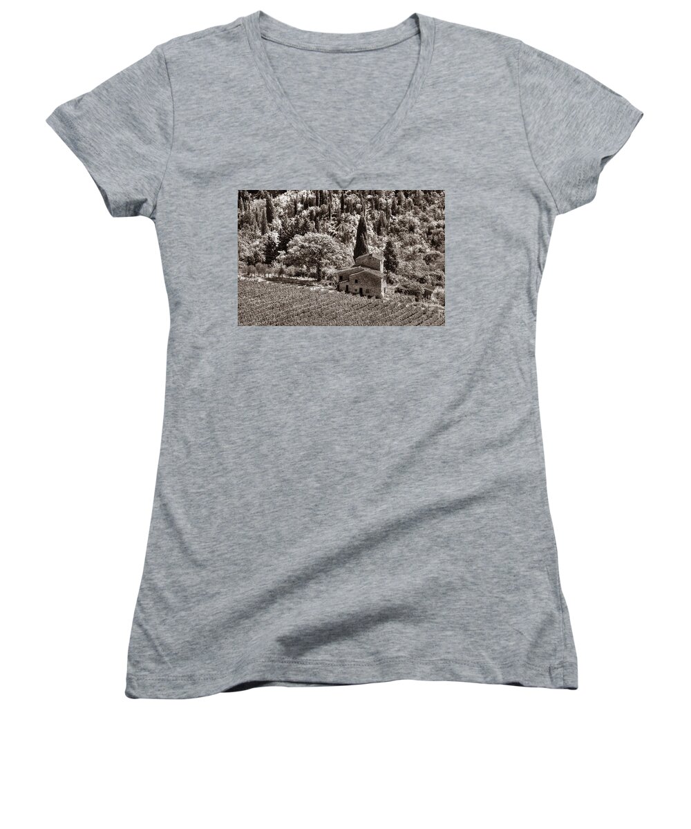 Tuscany Women's V-Neck featuring the photograph Tuscan Vinyard by Michael Kirk