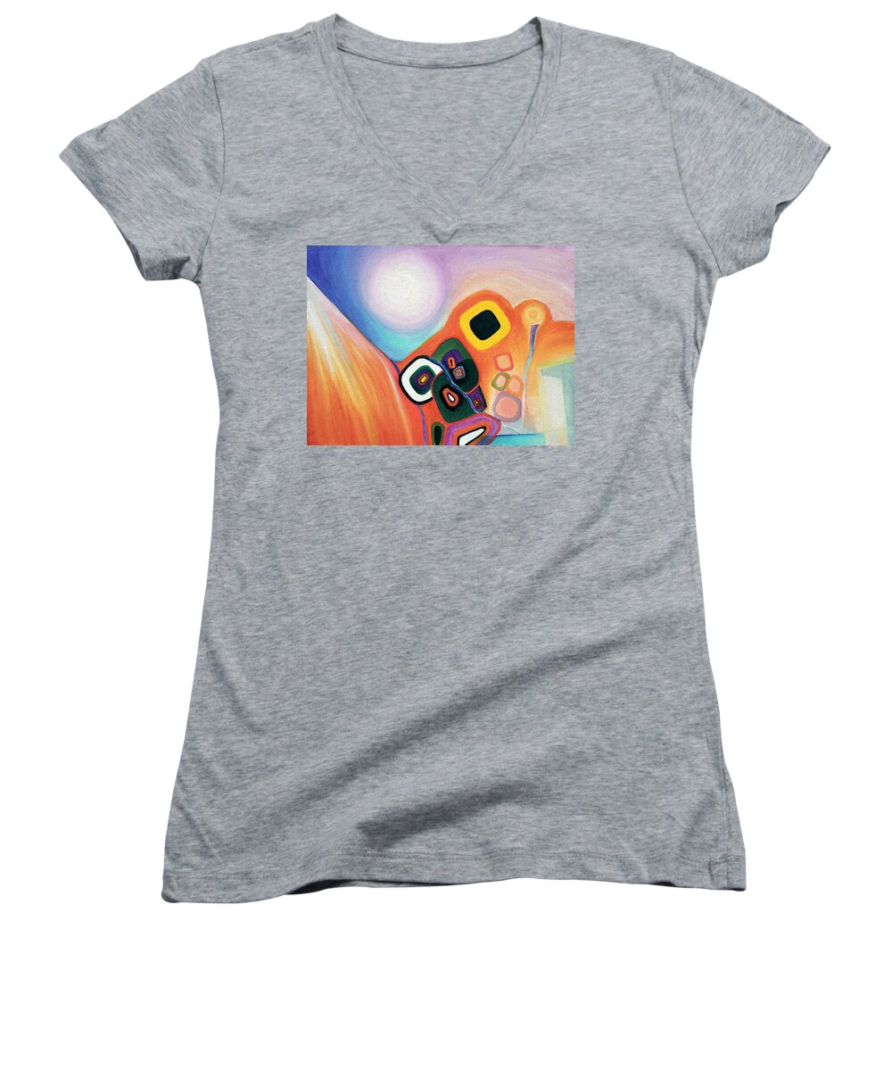 Judith Chantler. Women's V-Neck featuring the painting Two Worlds Mandala by Judith Chantler