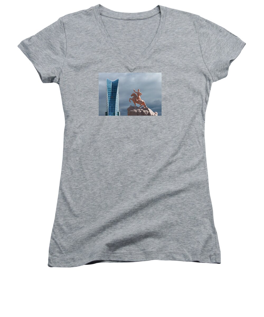 Asia Women's V-Neck featuring the photograph Ulaanbaatar by Alan Toepfer