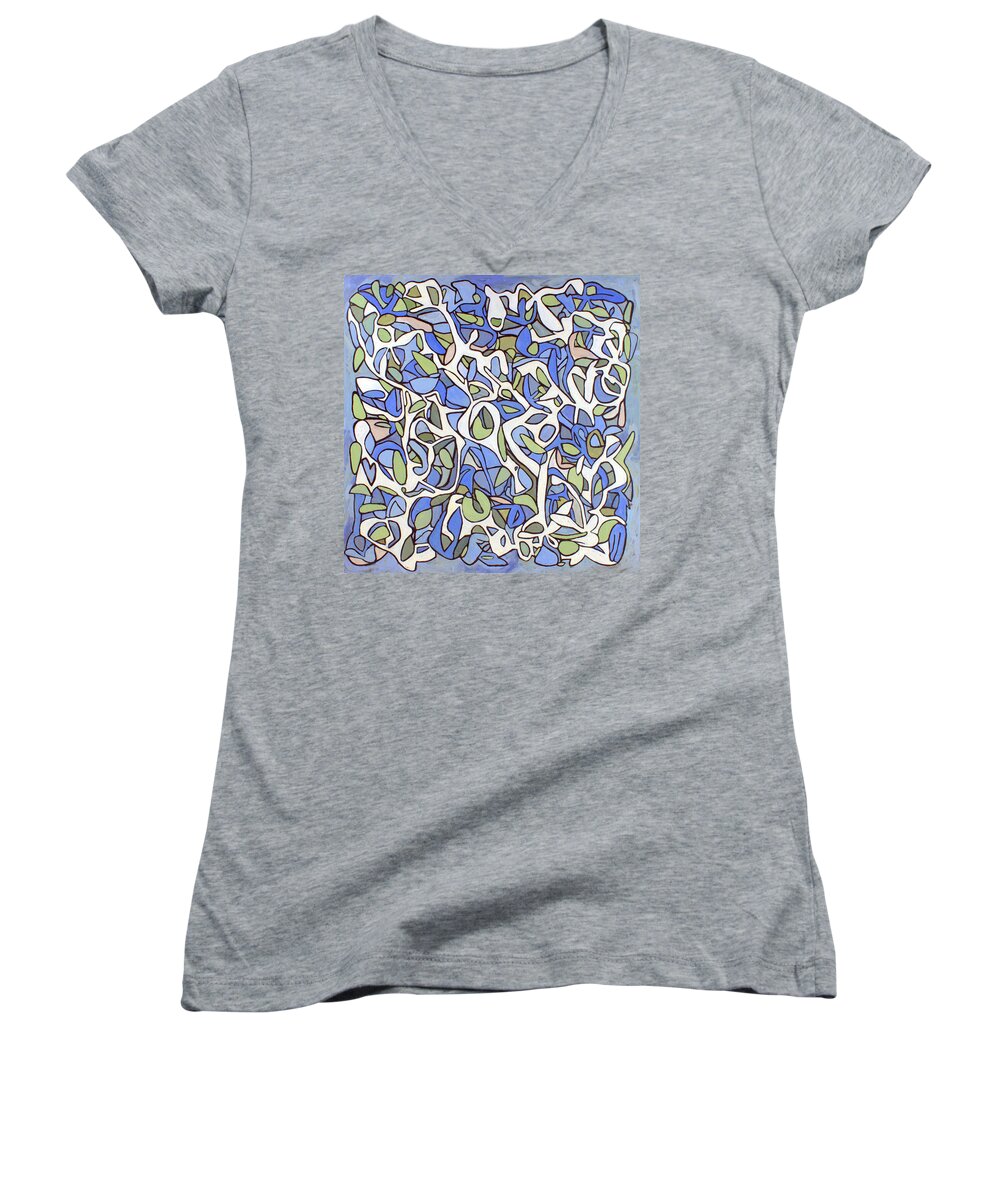 Abstract Women's V-Neck featuring the painting Untitled #36 by Steven Miller