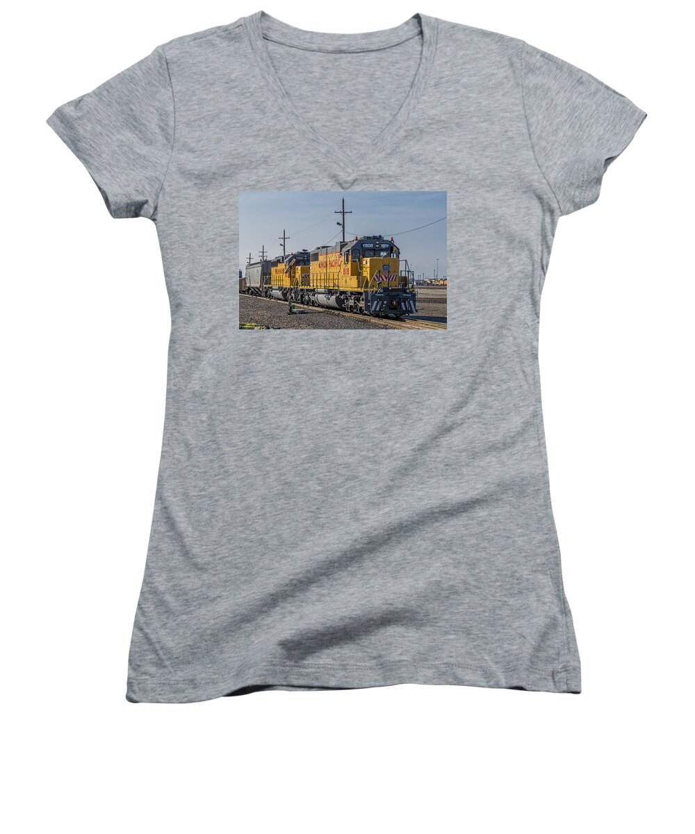 California Women's V-Neck featuring the photograph Up Y808 by Jim Thompson