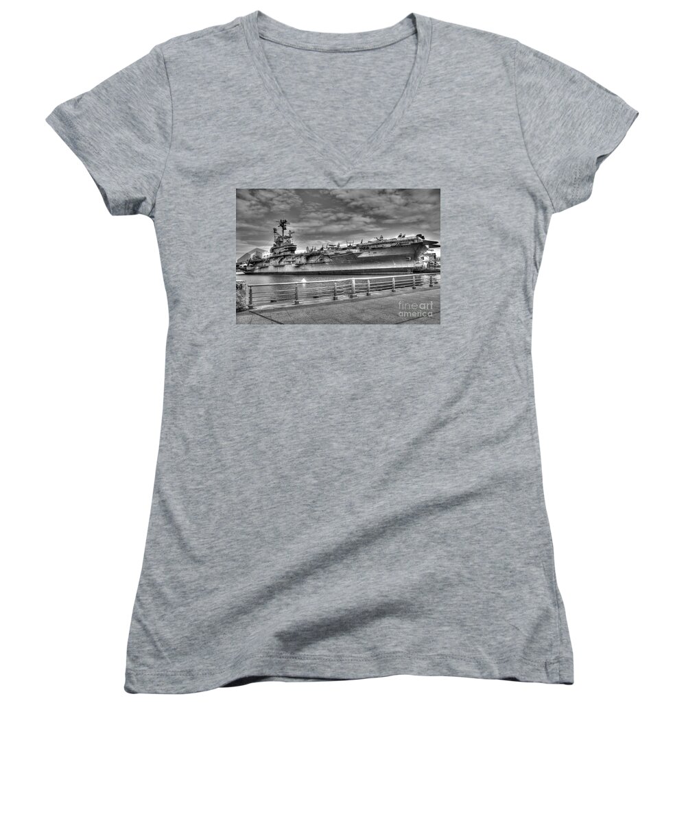 Uss Intrepid Women's V-Neck featuring the photograph USS Intrepid by Anthony Sacco