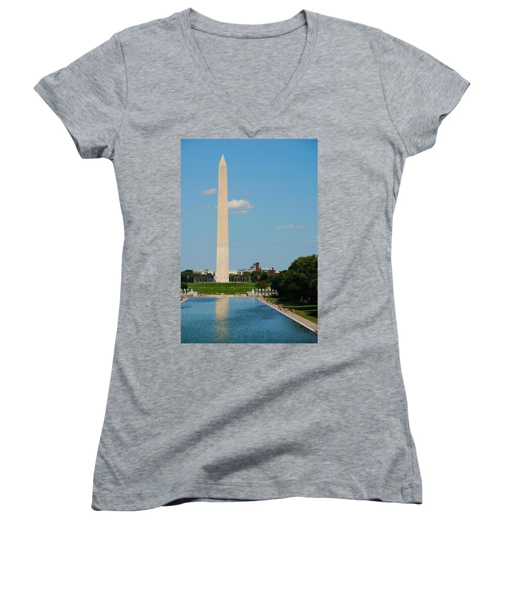 Washington Women's V-Neck featuring the photograph Washington Monument Reflection by Kenny Glover