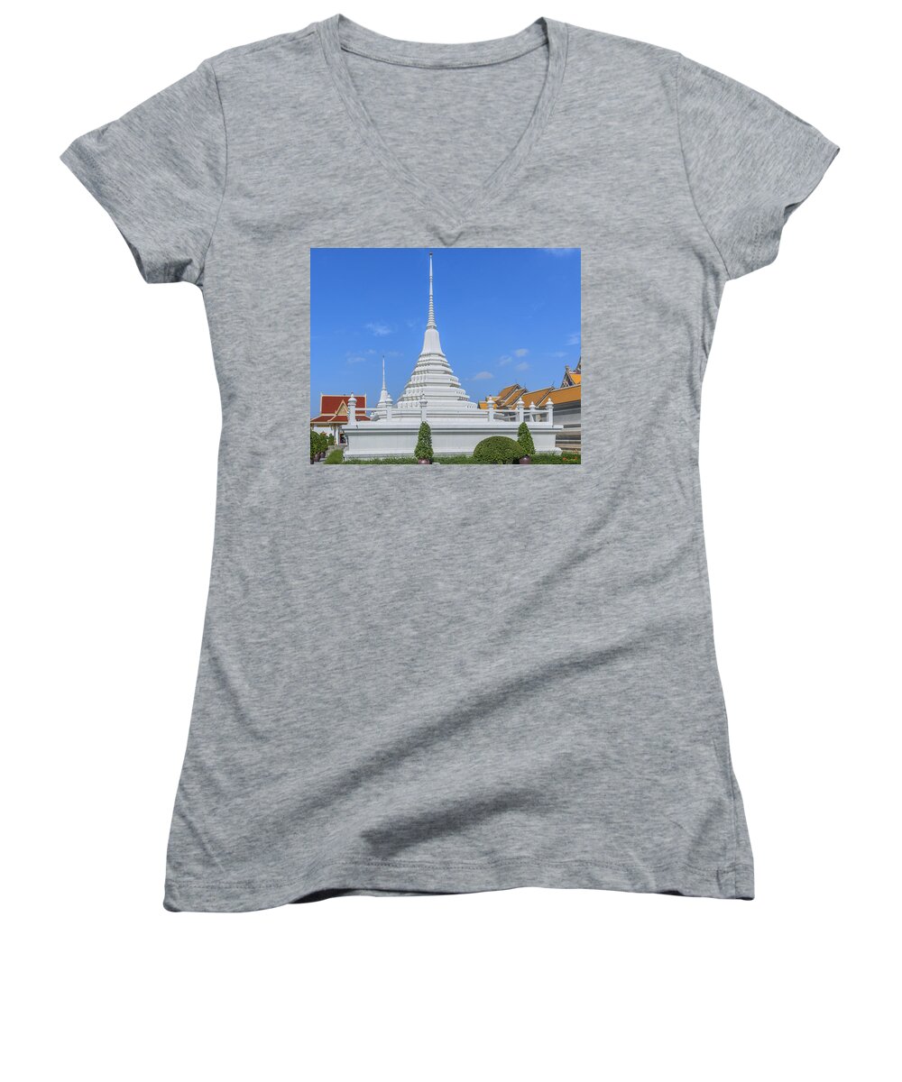 Temple Women's V-Neck featuring the photograph Wat Pariwas Chedi DTHB1949 by Gerry Gantt