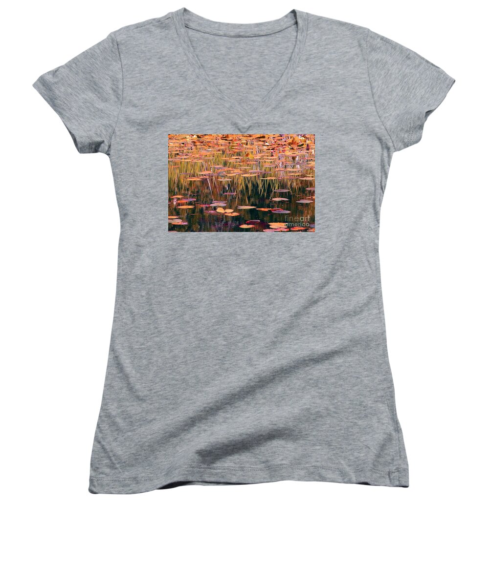 Impressionist Women's V-Neck featuring the photograph Water Lilies Re Do by Chris Anderson
