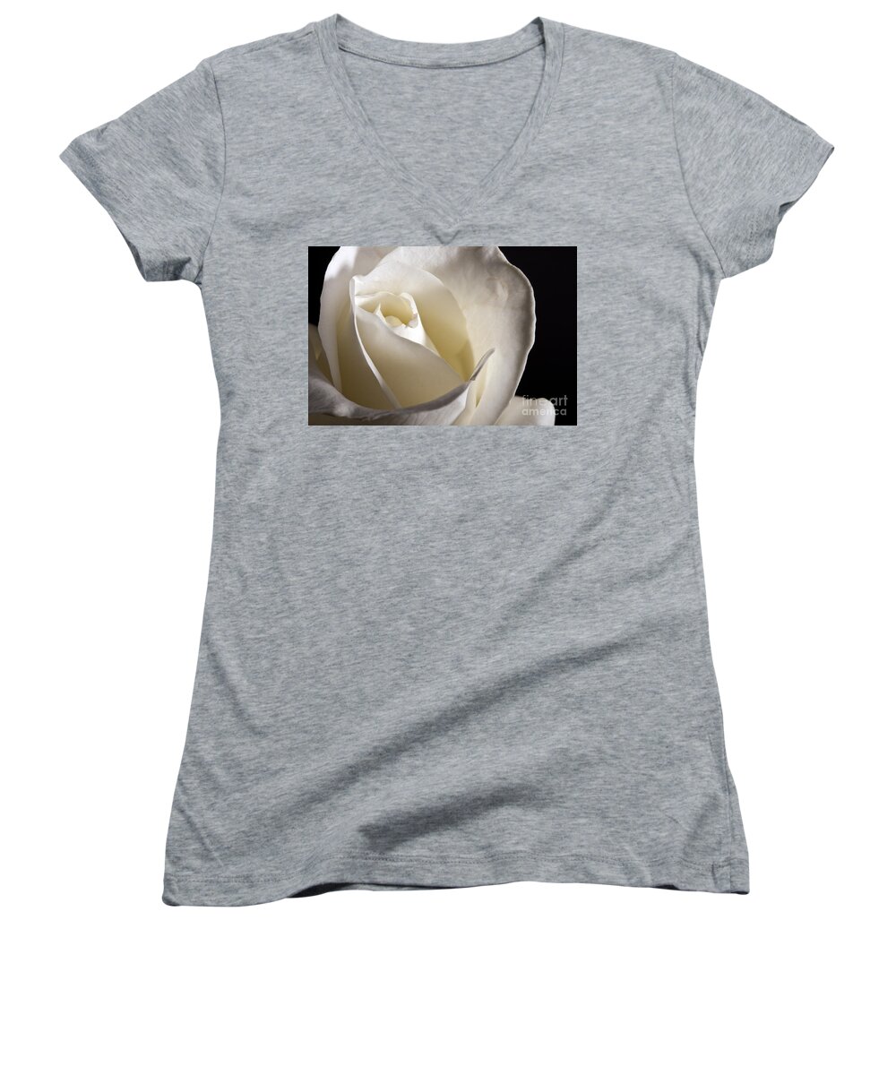 Beautiful Women's V-Neck featuring the photograph White Roses by Gunnar Orn Arnason