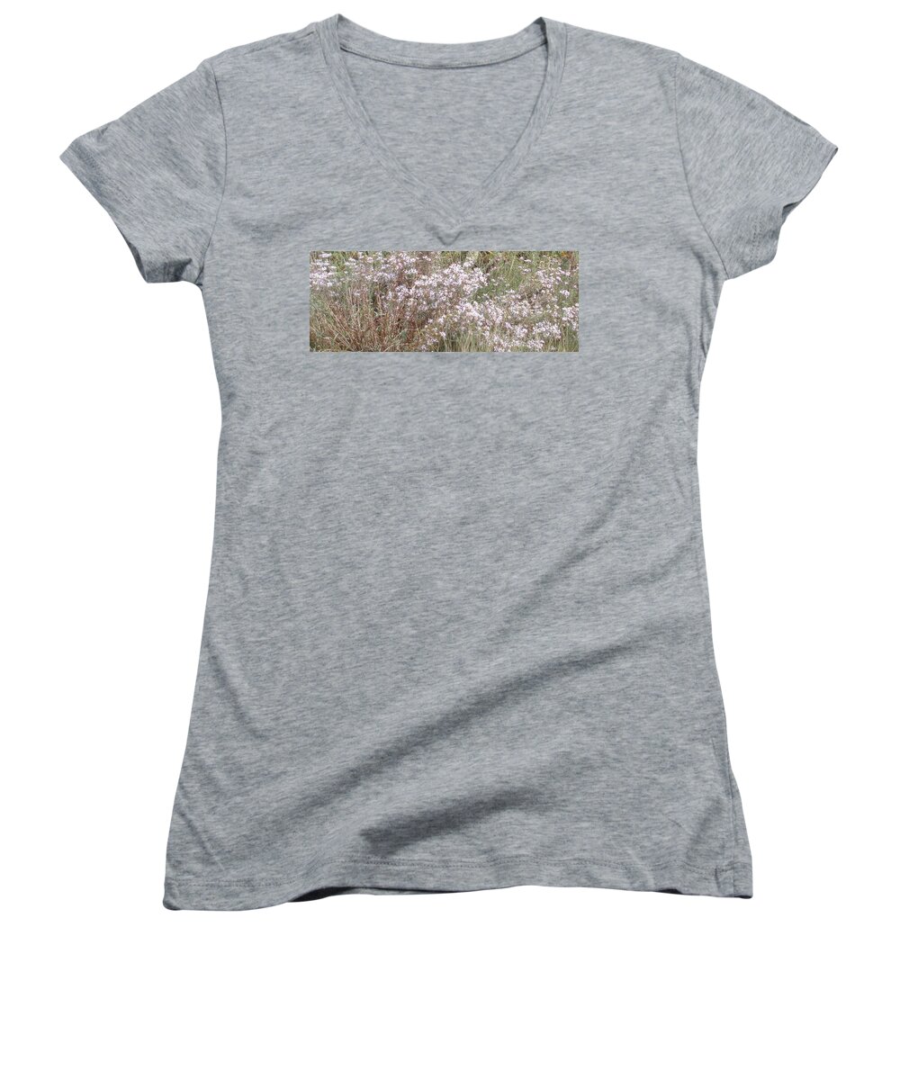 Flowers Women's V-Neck featuring the photograph White Wild Flowers by Fortunate Findings Shirley Dickerson