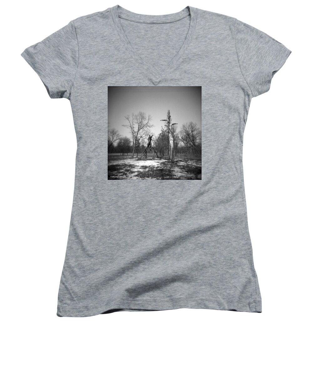  Trees Women's V-Neck featuring the photograph Winter Forest Series 4 by Verana Stark