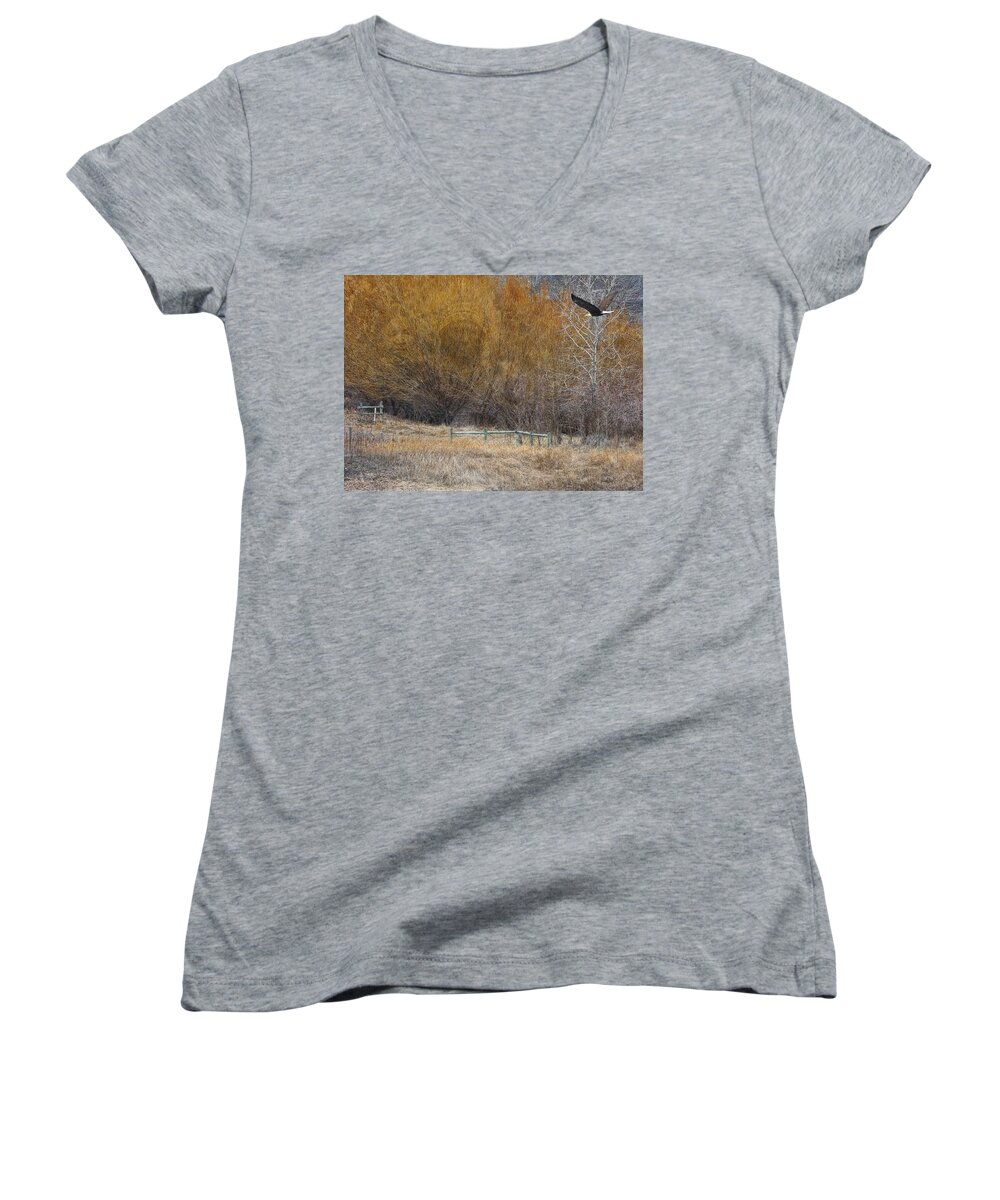 Landscape Women's V-Neck featuring the photograph Winter Thaw by Ed Hall