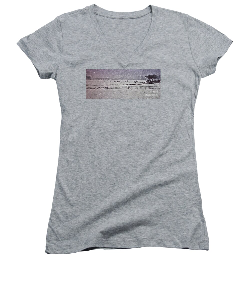 Snow Women's V-Neck featuring the photograph Winter Wonderland in Beijing by Lydia Holly