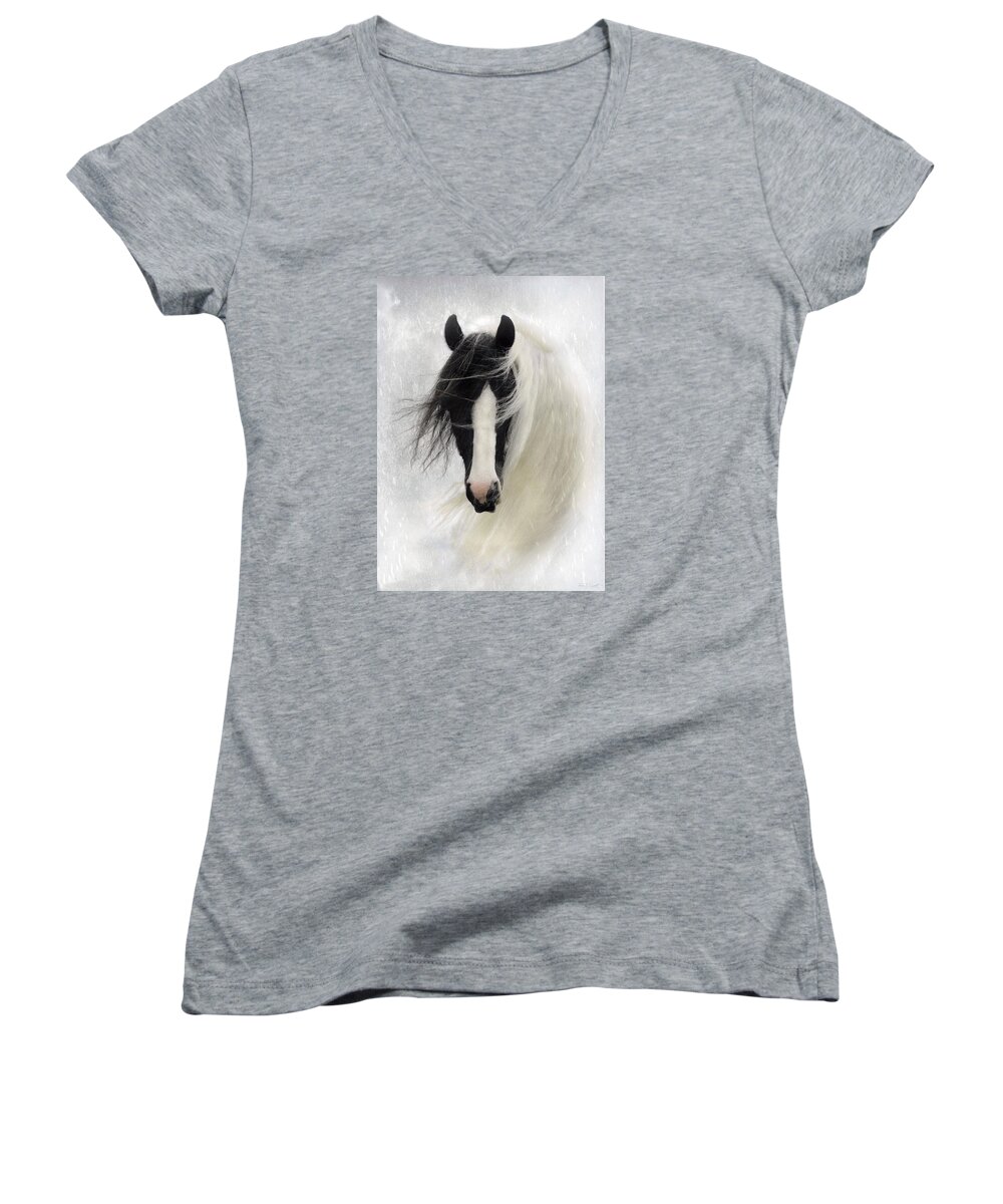 Horses Women's V-Neck featuring the photograph Wisteria by Fran J Scott