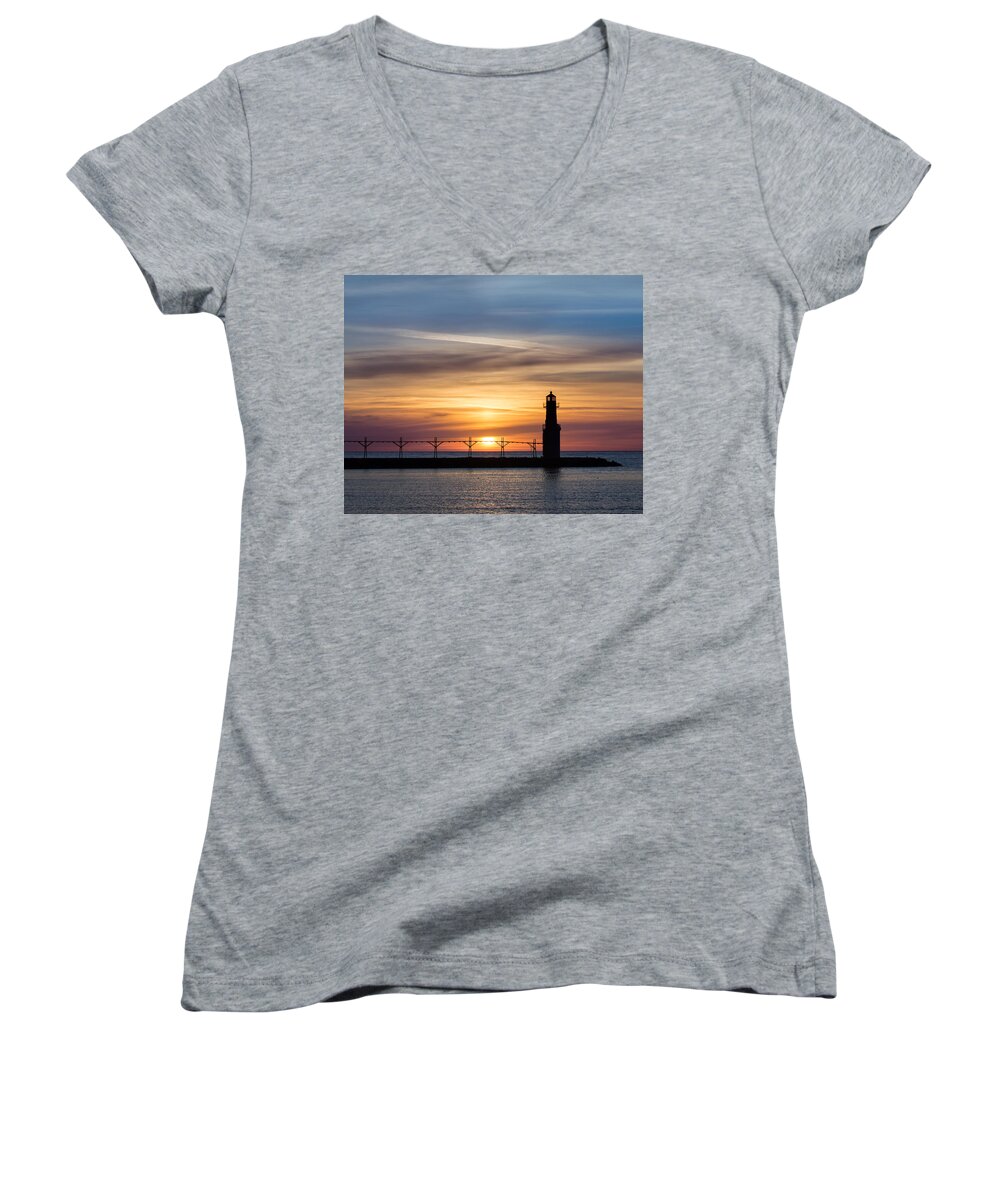 Lighthouse Women's V-Neck featuring the photograph With Ease by Bill Pevlor