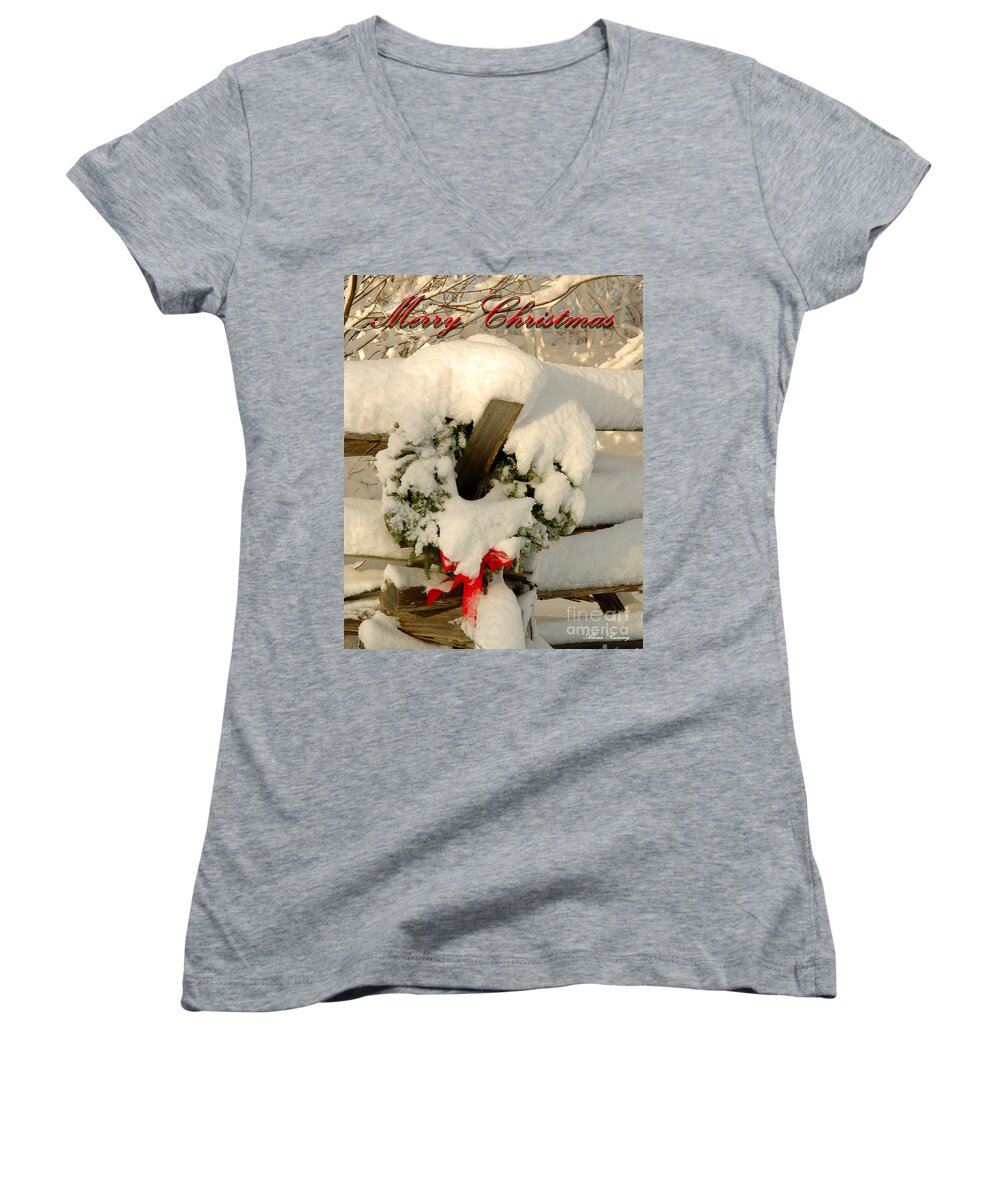 Wreath Women's V-Neck featuring the photograph Wreath by Alana Ranney