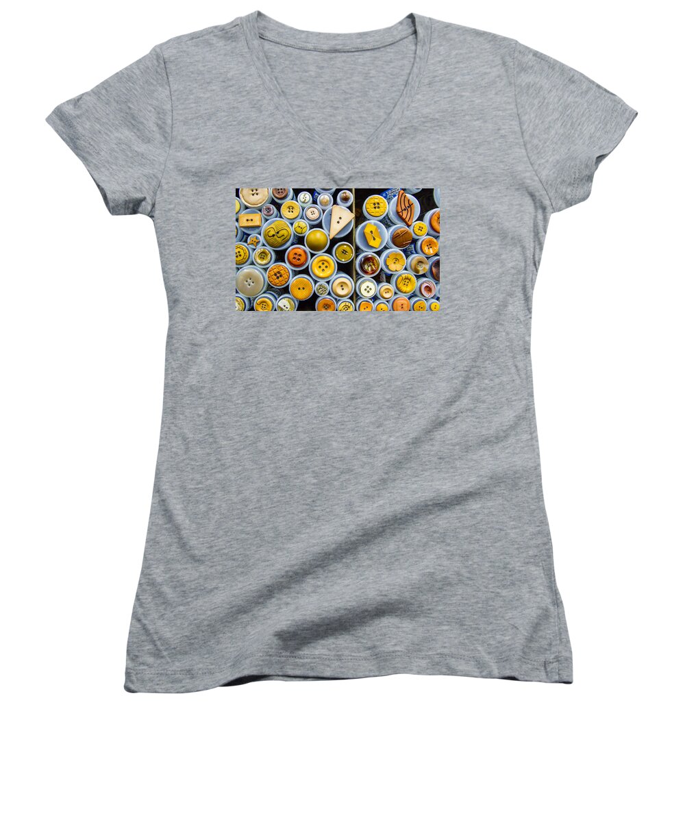 Button Women's V-Neck featuring the photograph Yellow palate by Jean Noren