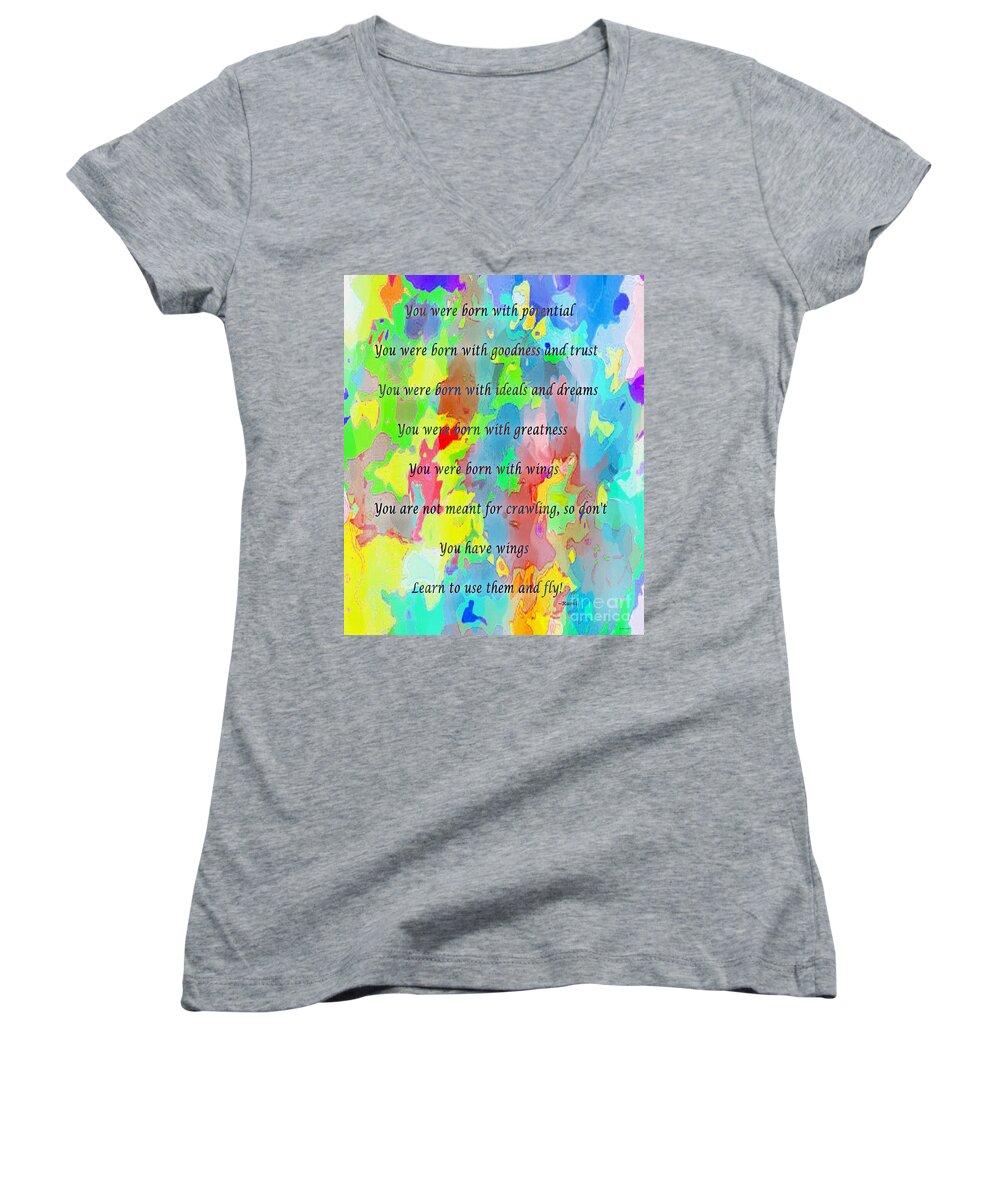 You Have Wings Women's V-Neck featuring the digital art You Have Wings by Barbara A Griffin